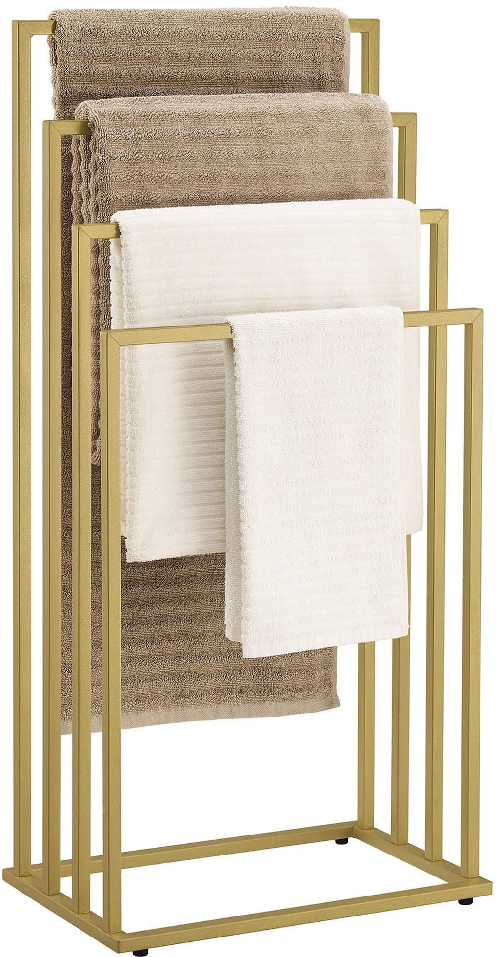 Stojak na ręczniki złoty matowy wolnostojący stalowy 4-poziomowy