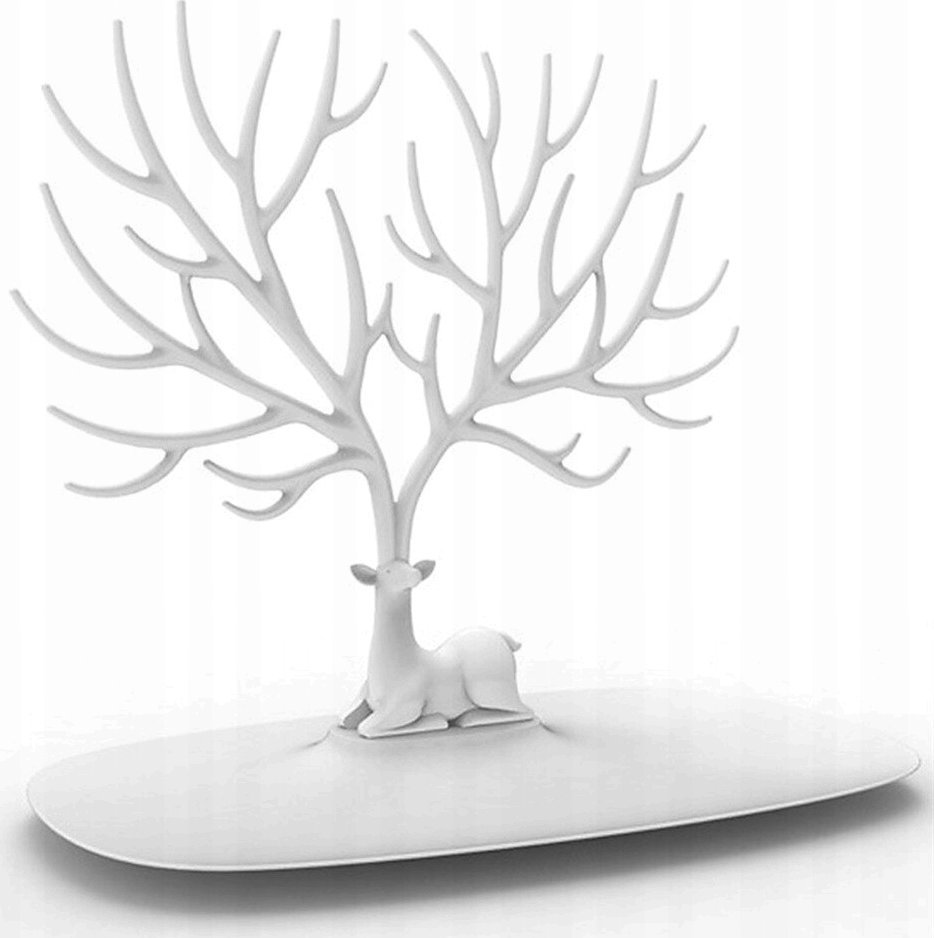 Korbi STOJAK NA BIŻUTERIĘ BRANSOLETKI KOLCZYKI DRZEWKO ORGANIZER ROGACZ BIAŁY