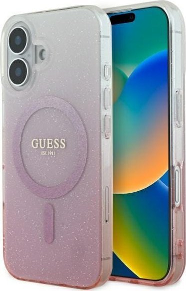 Guess Guess GUHMP16SHGRCELP iPhone 16 6.1" różowy/pink hardcase IML Glitter Gradient MagSafe
