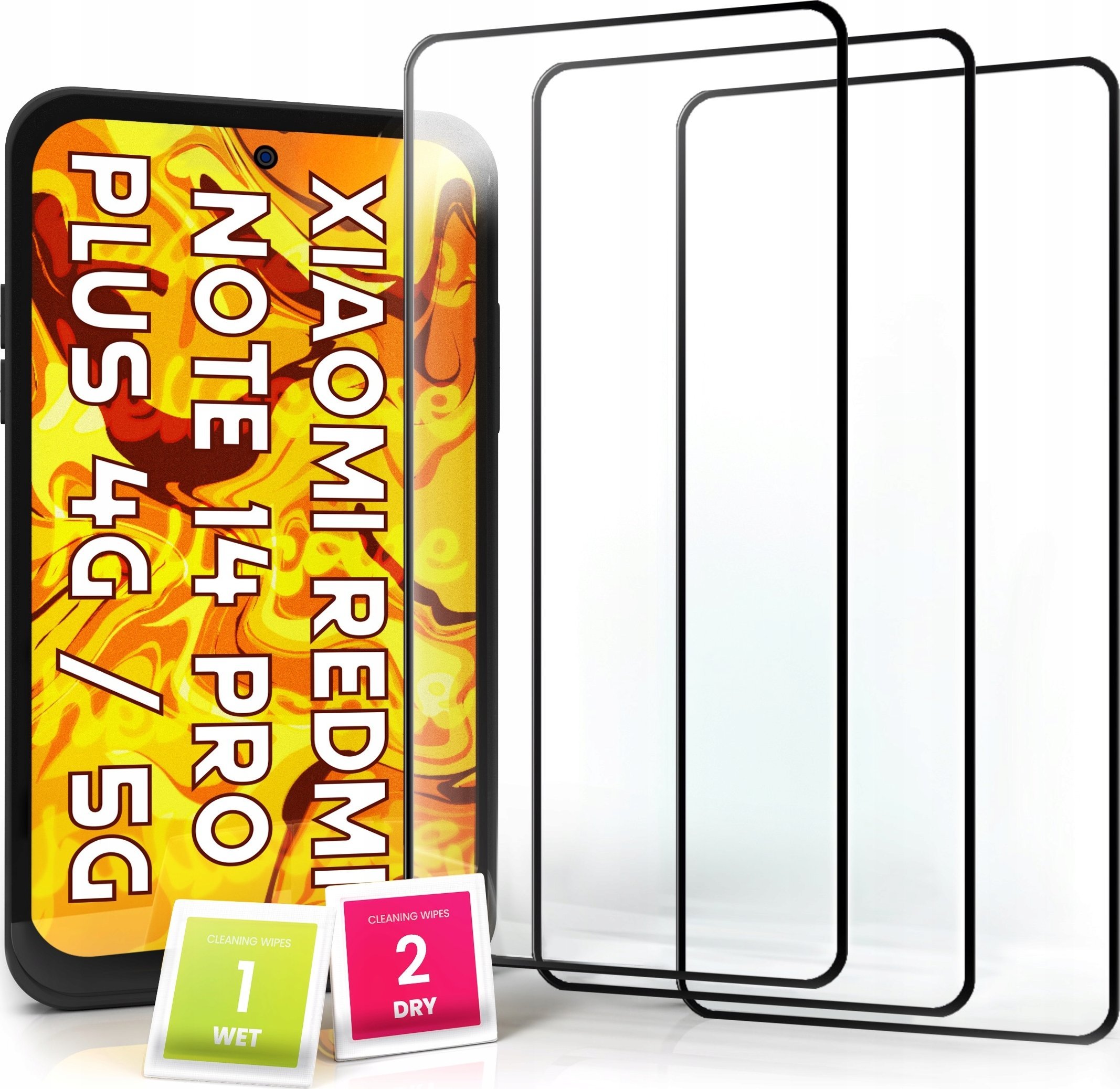 3-PAK Szkło Hartowane do Redmi Note 14 Pro Plus 4G / 5G Ochronne Pełne 5D