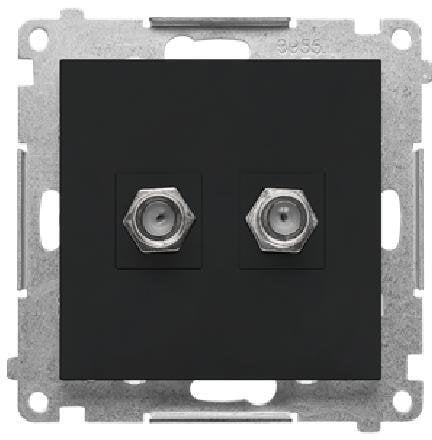 Kontakt-Simon Simon 55 Gniazdo antenowe typu F podwójne (moduł). Do instalacji indywidualnych. Czarny mat TASF2.01/149