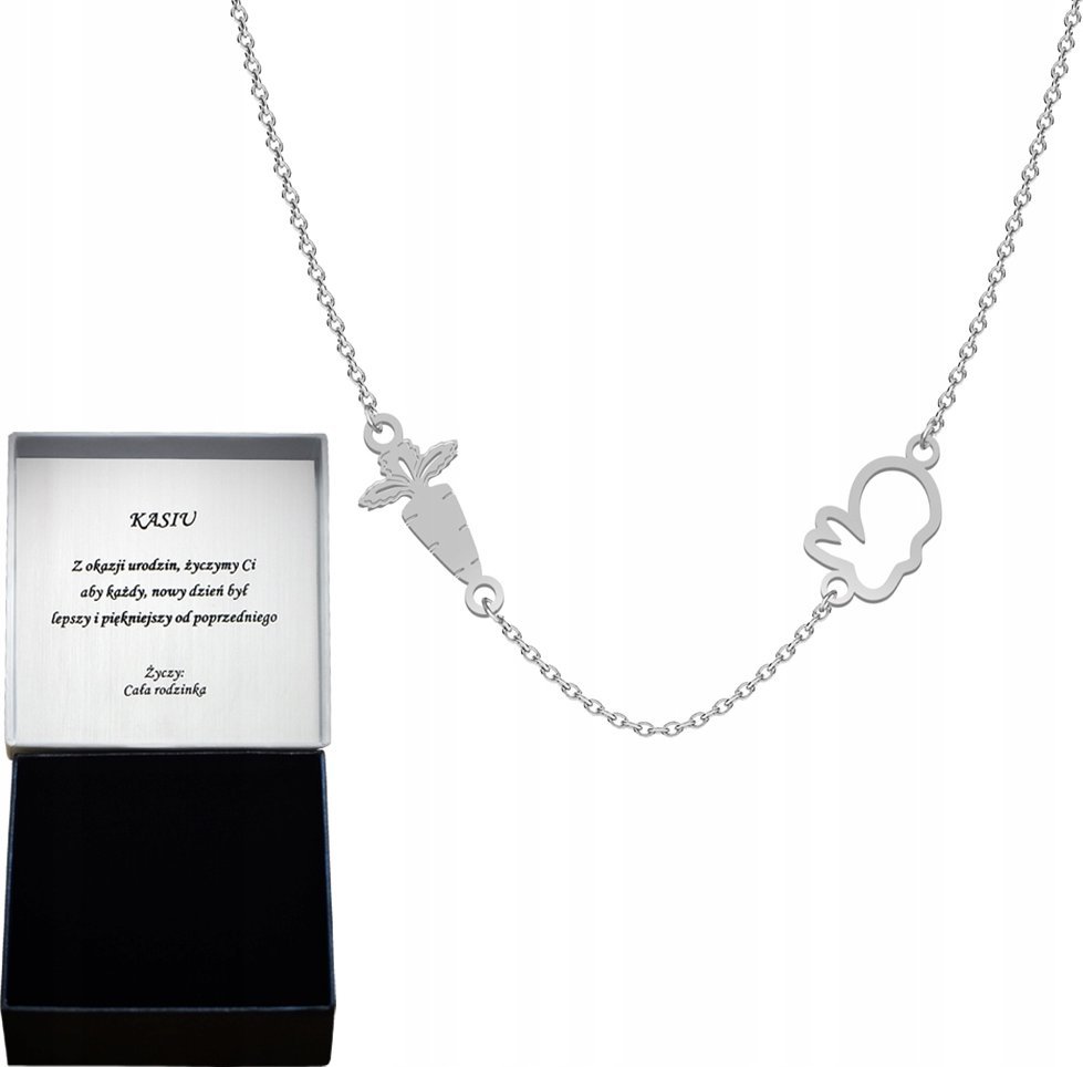 Radziszewska Jewellery Naszyjnik Srebrny z Królikiem i Marchewką