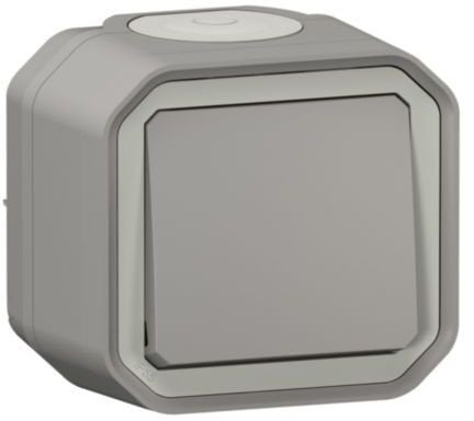 NOWE PLEXO 55 Przycisk jednobiegunowy komplet natynkowy 10A - 250V AC szary 069720L