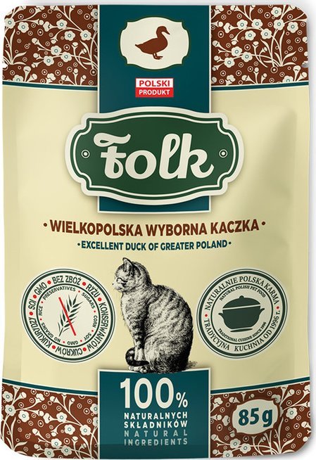 Karma mokra dla kota FOLK Wielkopolska wyborna kaczka saszetka 85 g