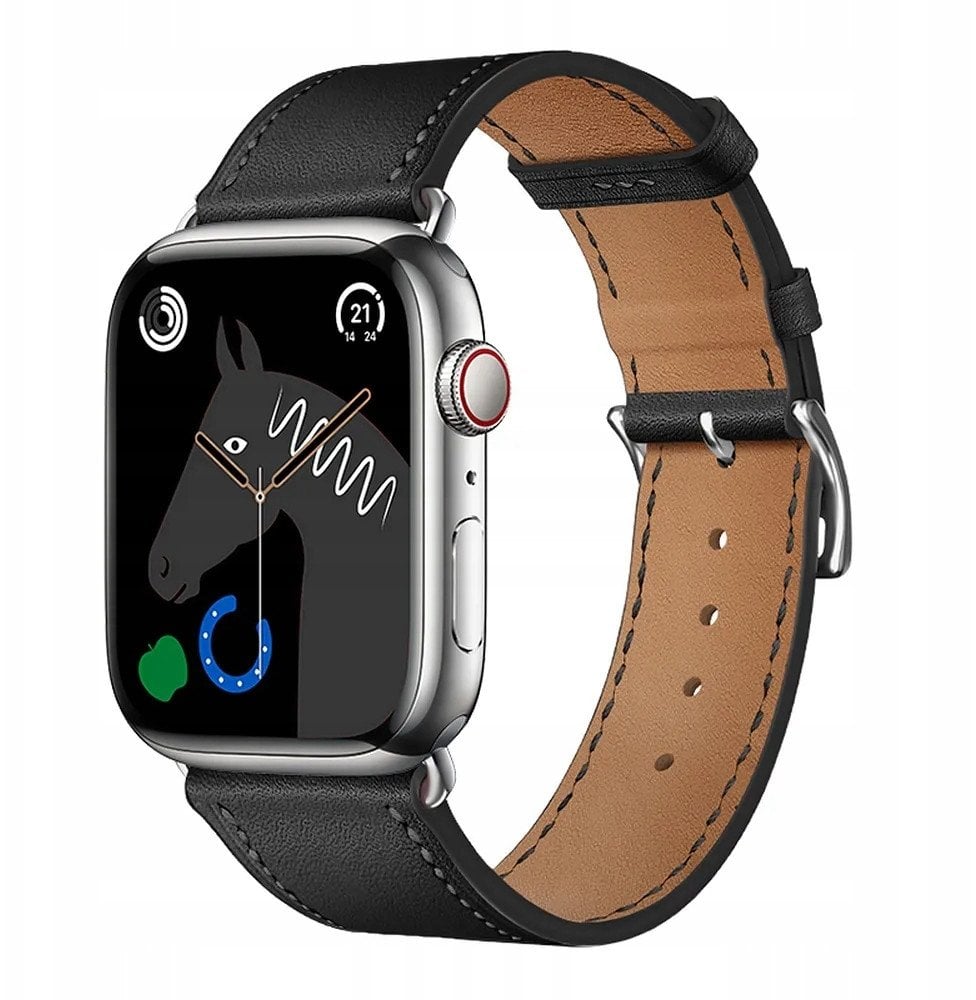 Pasek do Apple Watch Forcell F-Design FA20 dziurki skóra ekologiczna 38 / 40 / 41 mm czarny