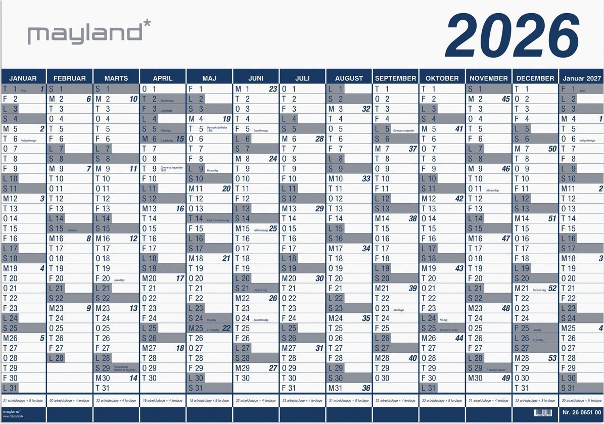 Mayland-Burde Kæmpekalender 1x13 mdr. PP-plast rør 2026