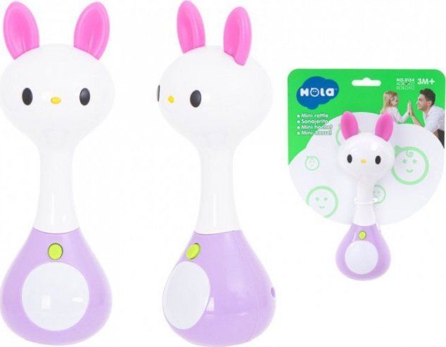 Grzechotka gryzak + dźwięki światełka królik HOLA