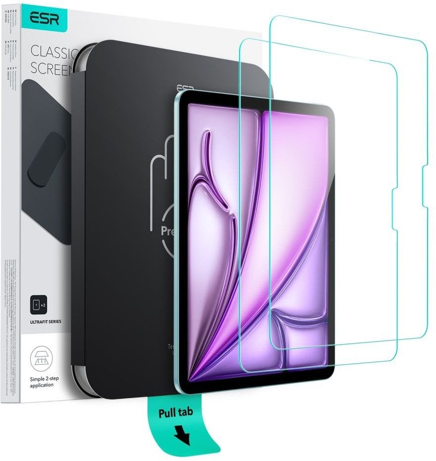 SZKŁO HARTOWANE ESR ULTRAFIT TEMPERED GLASS 2-PACK IPAD AIR 11” 6 / 7 / 2024-2025 CLEAR