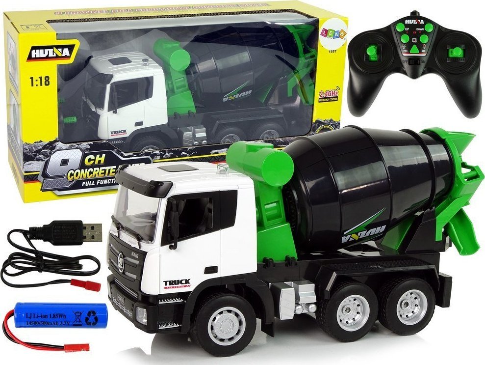 LeanToys Betoniarka Zdalnie Sterowana 1:18 Czarna Huina 2,4G Obrotowa Gruszka