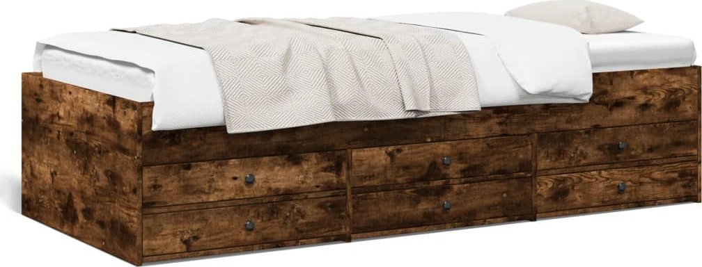 vidaXL vidaXL Łóżko dzienne z szufladami, przydymiony dąb, 100x200 cm