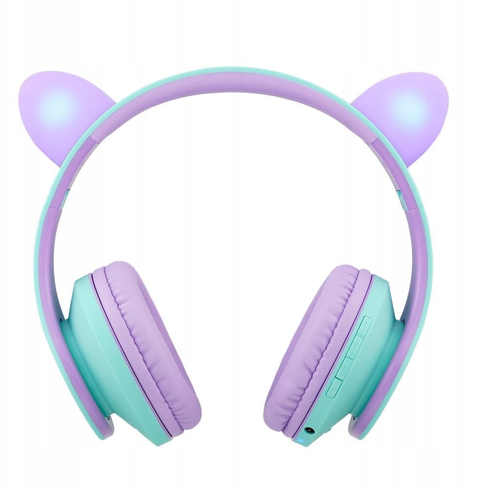 PowerLocus P2 Kids Headphones purple/turquoise with Ears
