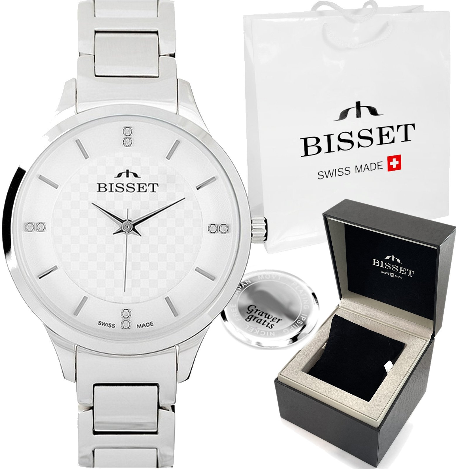 Zegarek Bisset Szwajcarski zegarek damski BIANCA-W z grawerem