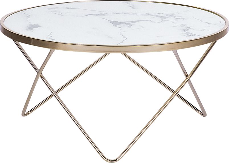 Beliani Stolik kawowy efekt marmuru biało-złoty MERIDIAN II