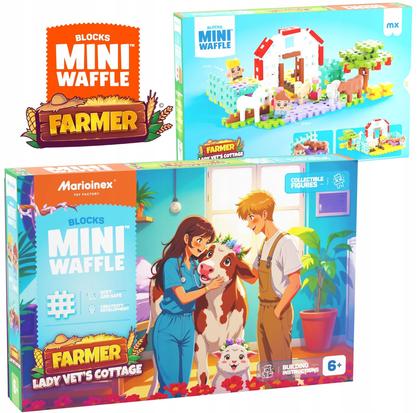 Marioinex Mini Waffle Farmer Domek Pani Weterynarz 110 el