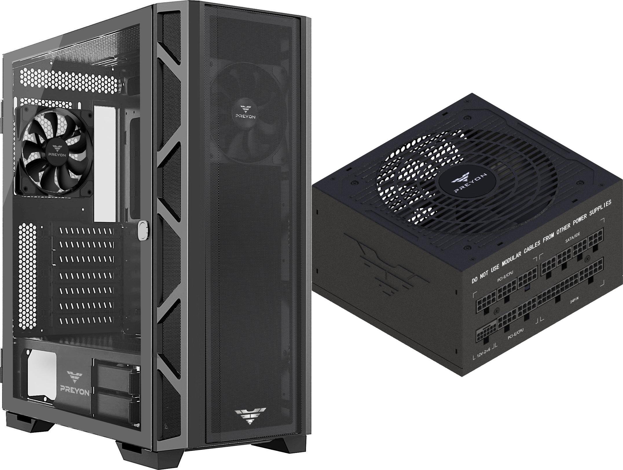 Obudowa PREYON Obudowa PREYON Nest Meshy (PRENM02B) + Zasilacz PREYON EAGLE POWER GOLD 850W