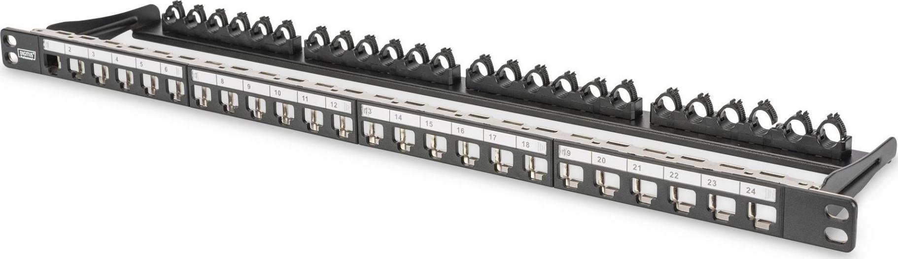 Digitus Patch panel pusty DIGITUS 19" 24 port 0.5U do modułów keystone (RAL 9005)