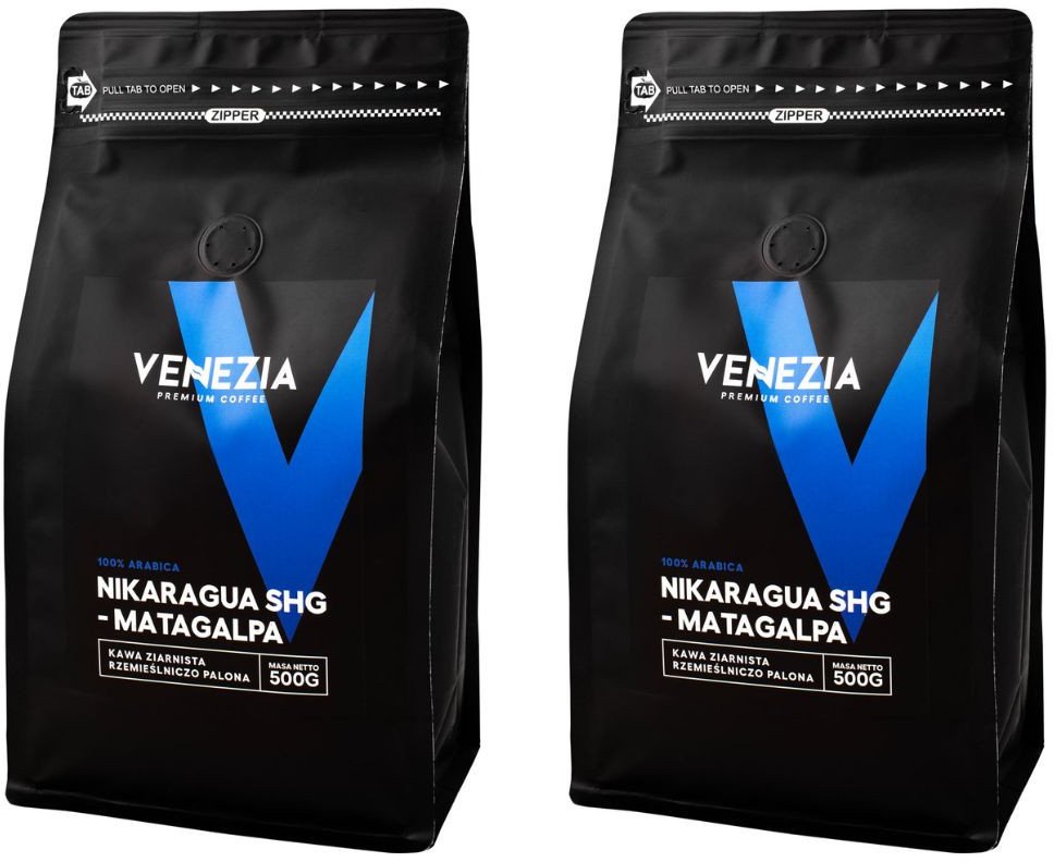 Kawa Ziarnista Venezia NIKARAGUA SHG MATAGALPA Świeżo Palona 2x500g