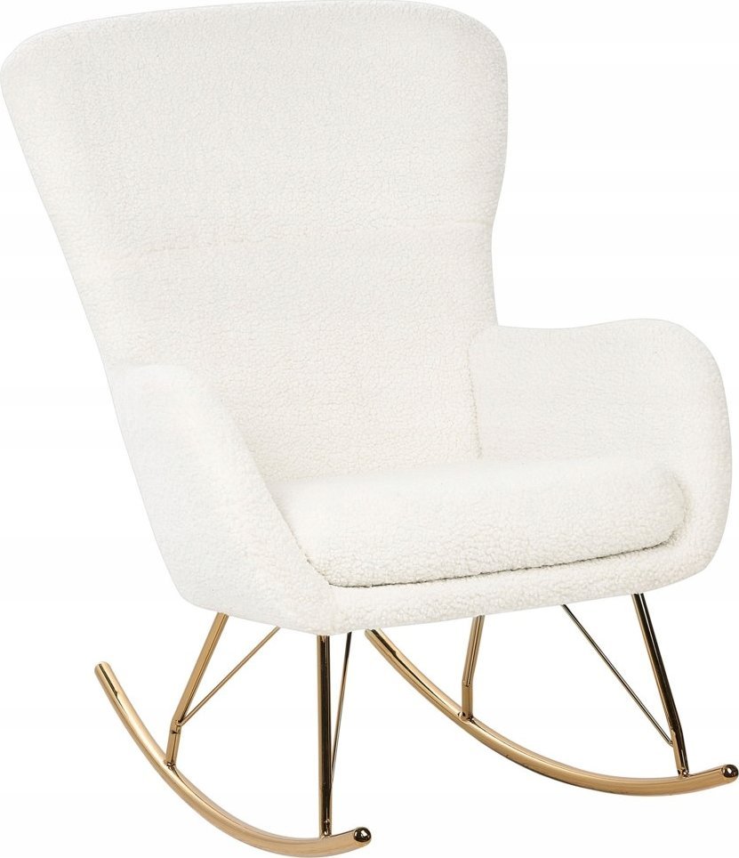 Beliani Fotel bujany boucle biały ze złotym ANASET