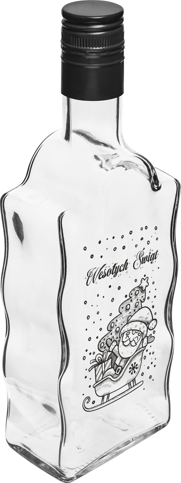 Browin Butelka klasztorna szklana 0,5l z czarną zakrętką i świątecznym nadrukiem 1 szt.