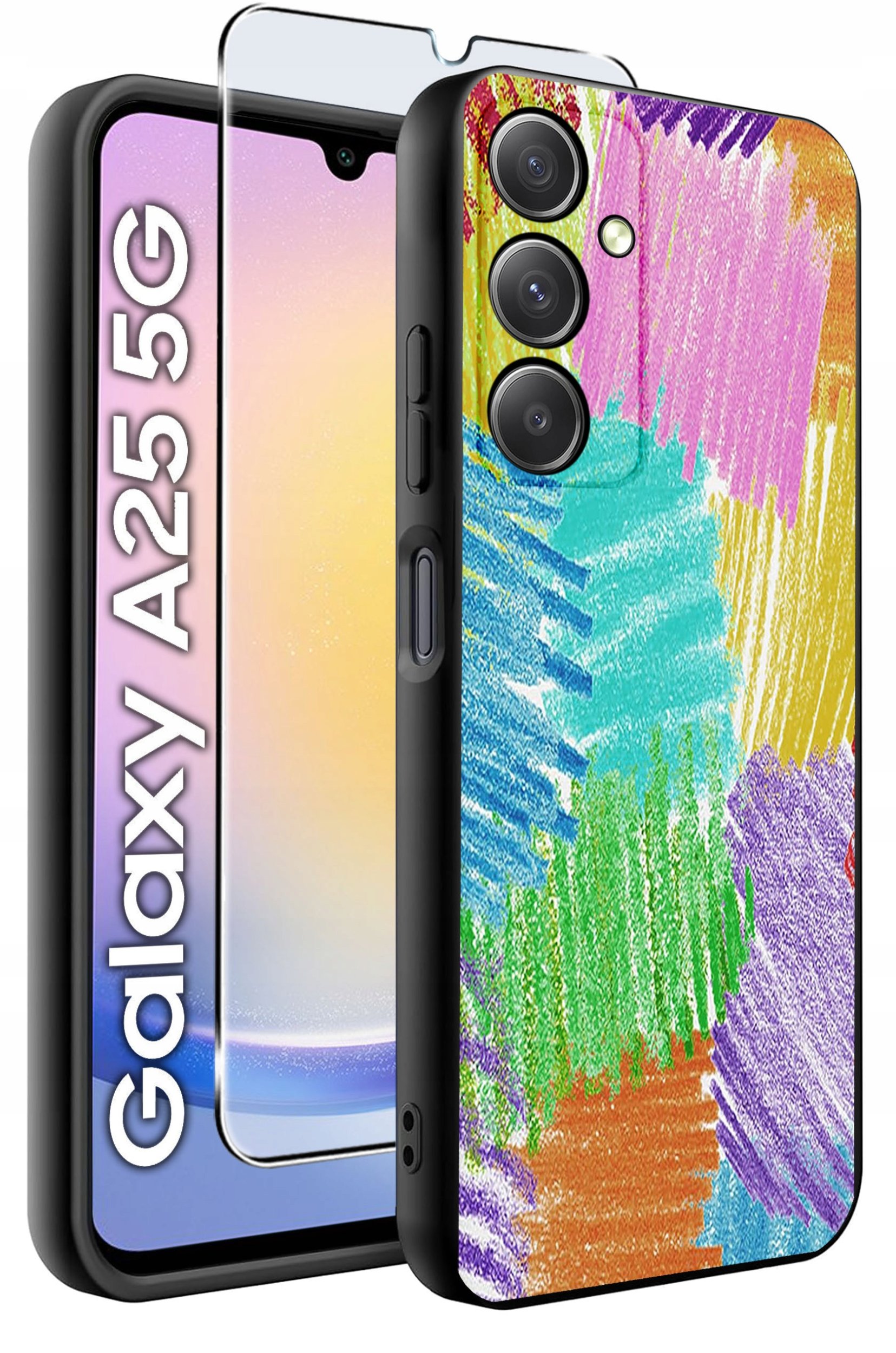 ETUI do Samsung A25 5G WZORY | SILIKONOWE MATT CASE + SZKŁO HARTOWANE 9H