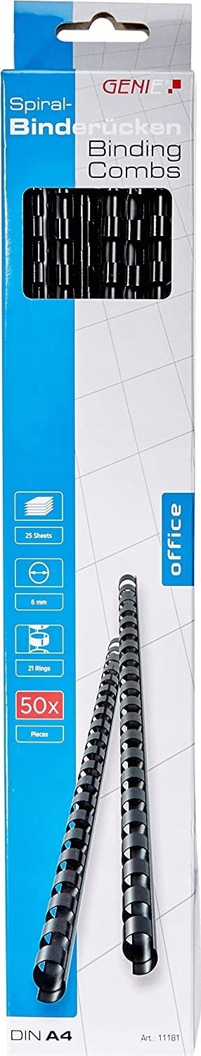 Genie GENIE Spiralbinderücken 6mm schwarz 50 Stk