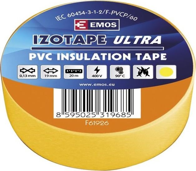Emos PVC izoliacinė juosta IZOTAPE ULTRA 19/20 geltona