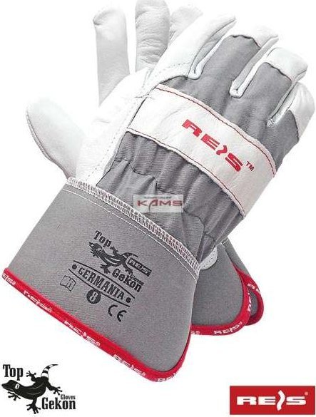 R.E.I.S. GERMANIA - rękawica ochronna z licowej koziej skóry+drelich, usztywniony mankiet 11
