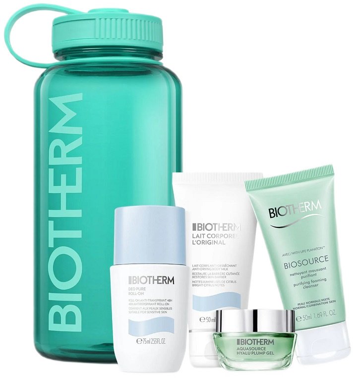 Biotherm The Drop Collection Aqua Drop zestaw żel do twarzy 15ml + pianka do mycia twarzy 50ml + balsam do ciała 50ml + dezodorant roll-on 75ml