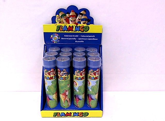 Flamingo Kredki 12 kolorĂłw w metalowej tubie