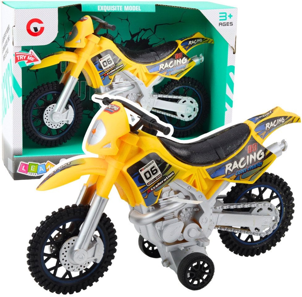 Motor Crossowy Off-Road Napęd Światła Dźwięki Żółty