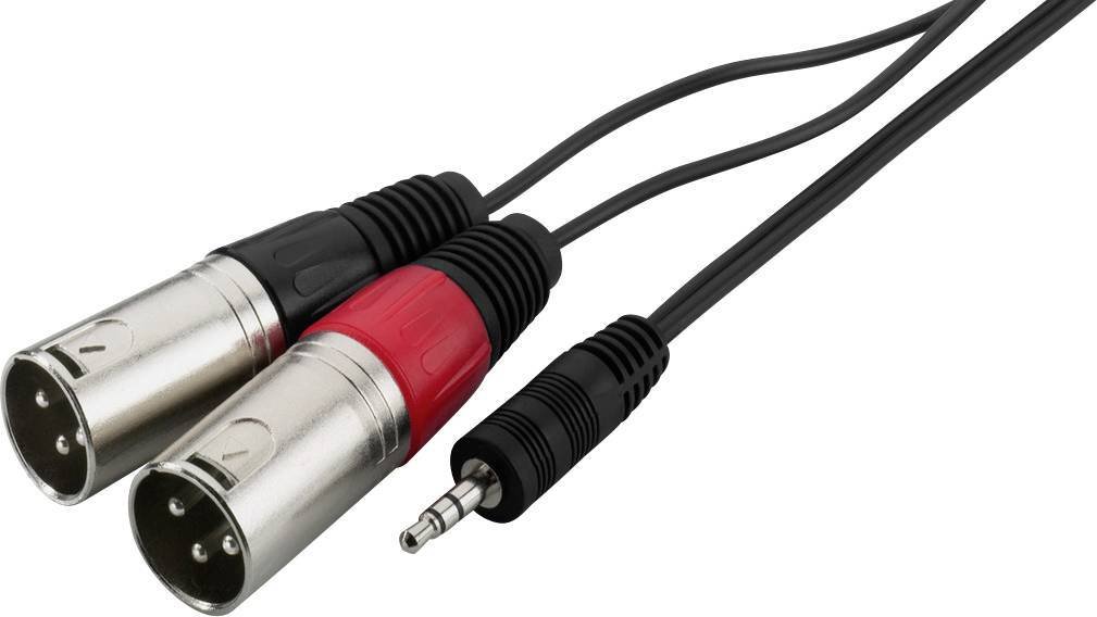 Kabel Monacor 0067360 XLR / Jack adapter kablowy [2x XLR-wtyk - 1x Jack-wtyk 3,5 mm] 1 m czarny