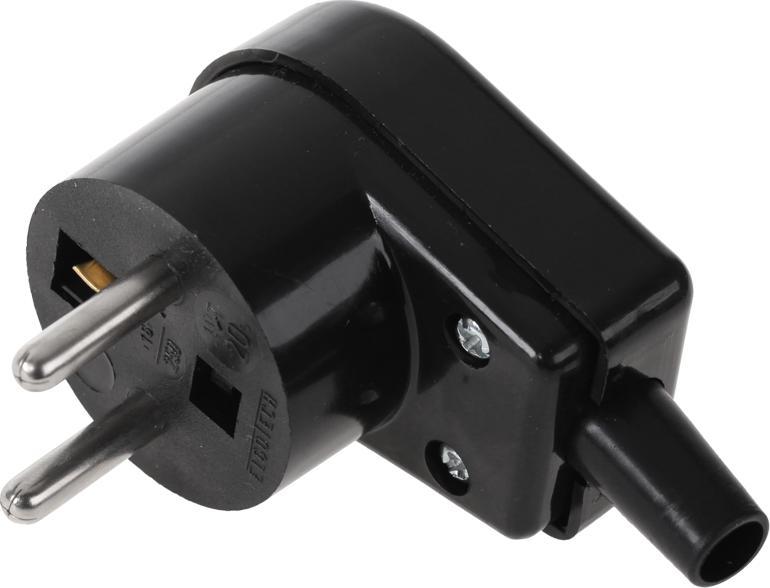 Wtyczka kątowa z uziemieniem czarna WT-20S-2