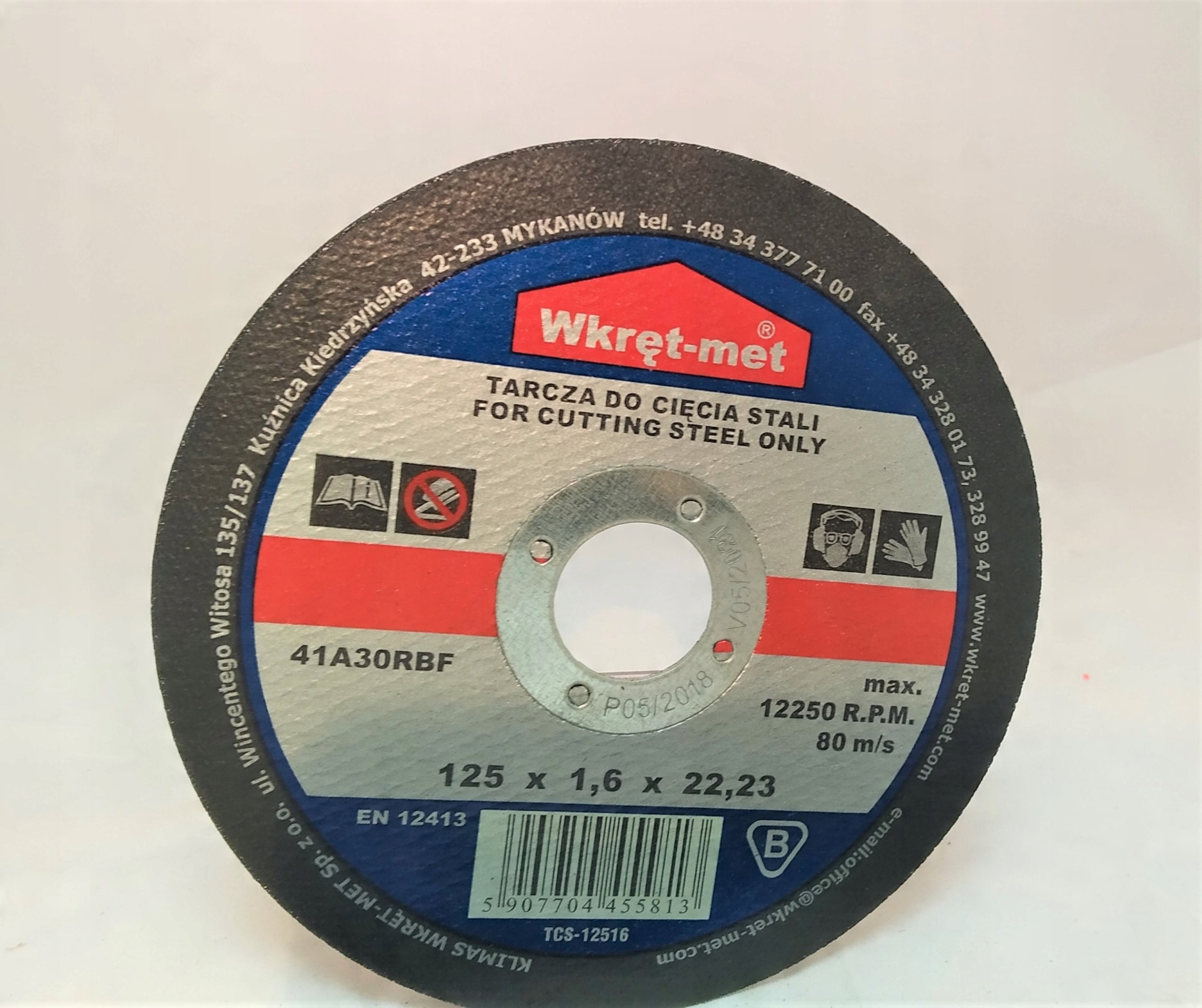 TARCZA KORUNDOWA DO CIĘCIA STALI TCS-12516 125 mm WKRĘT-MET KLIMAS