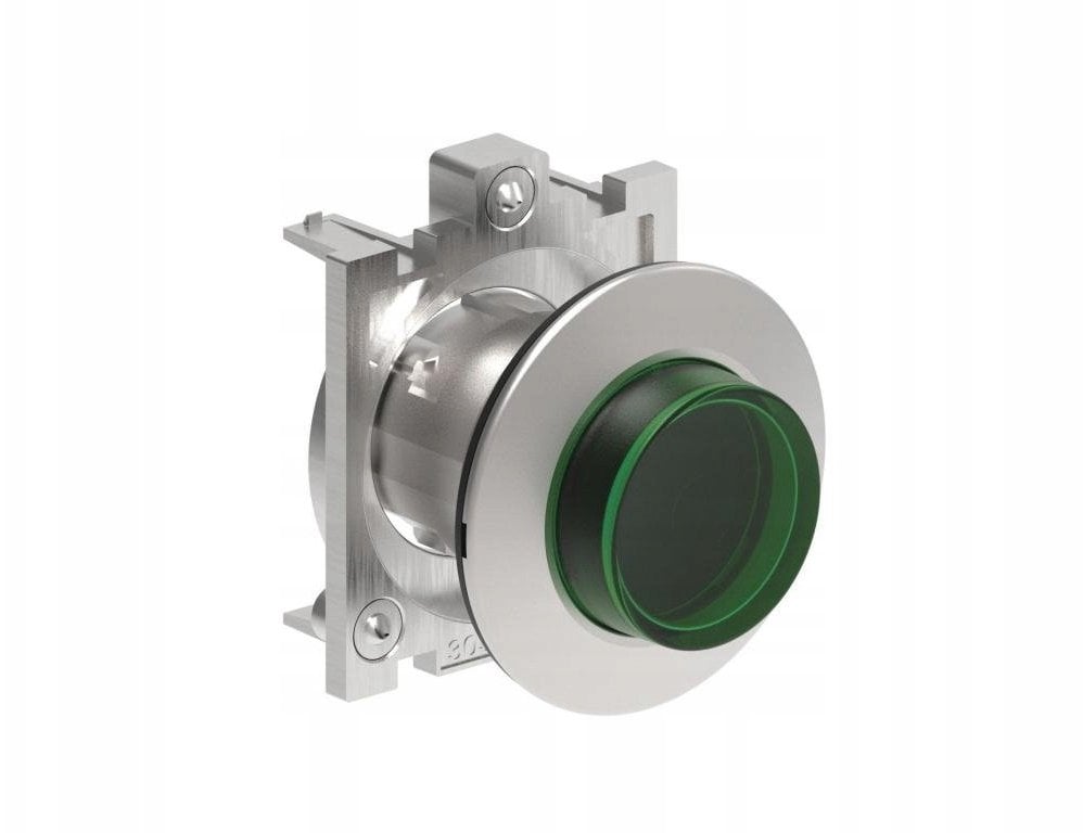 Lovato Electric Metalowy przycisk płaski podświetlany samoczynny powrót wystający Zielony fi30mm LPFBL203
