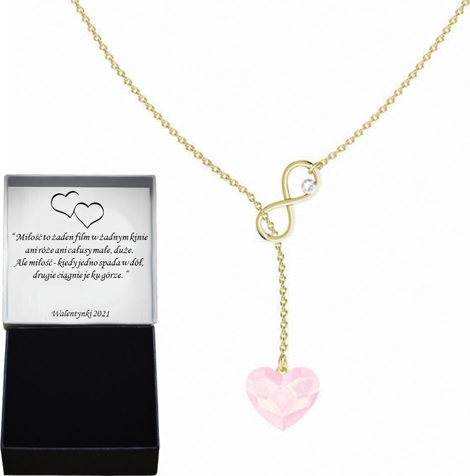 Radziszewska Jewellery Złoty Naszyjnik z Sercem Nieskończoność Prezent na Dzień Kobiet DEDYKACJA