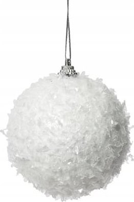 Kaemingk Bombka biała nietłukąca okrągła 8 cm w sztucznym śniegu 1 szt
