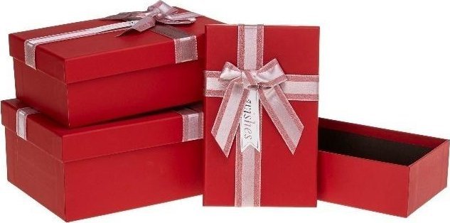 Pudełko prezentowe z kokardą 3szt czerwony ROZETTE