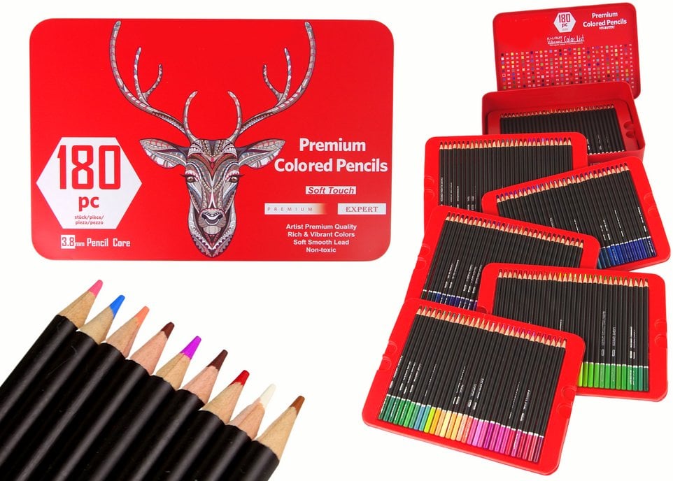 Zestaw Małego Artysty W Metalowym Pojemniku Kredki 180szt.