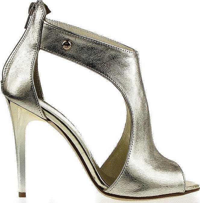 Wolski Skórzane złote sandały na obcasie J. Wolski-40