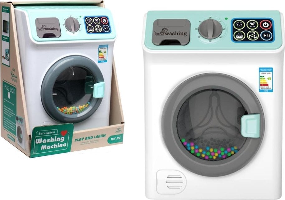 Pralka Na Baterie Dźwięki Otwierany Bęben Kolorowe Kuleczki LEAN Toys