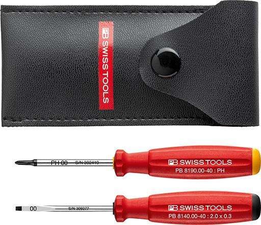 Zestaw wkręt.miniat.do śrub z gniaz.krzyż.PH00 z rowkiem 0,3x2mm 2-cz. w etui PB Swiss Tools