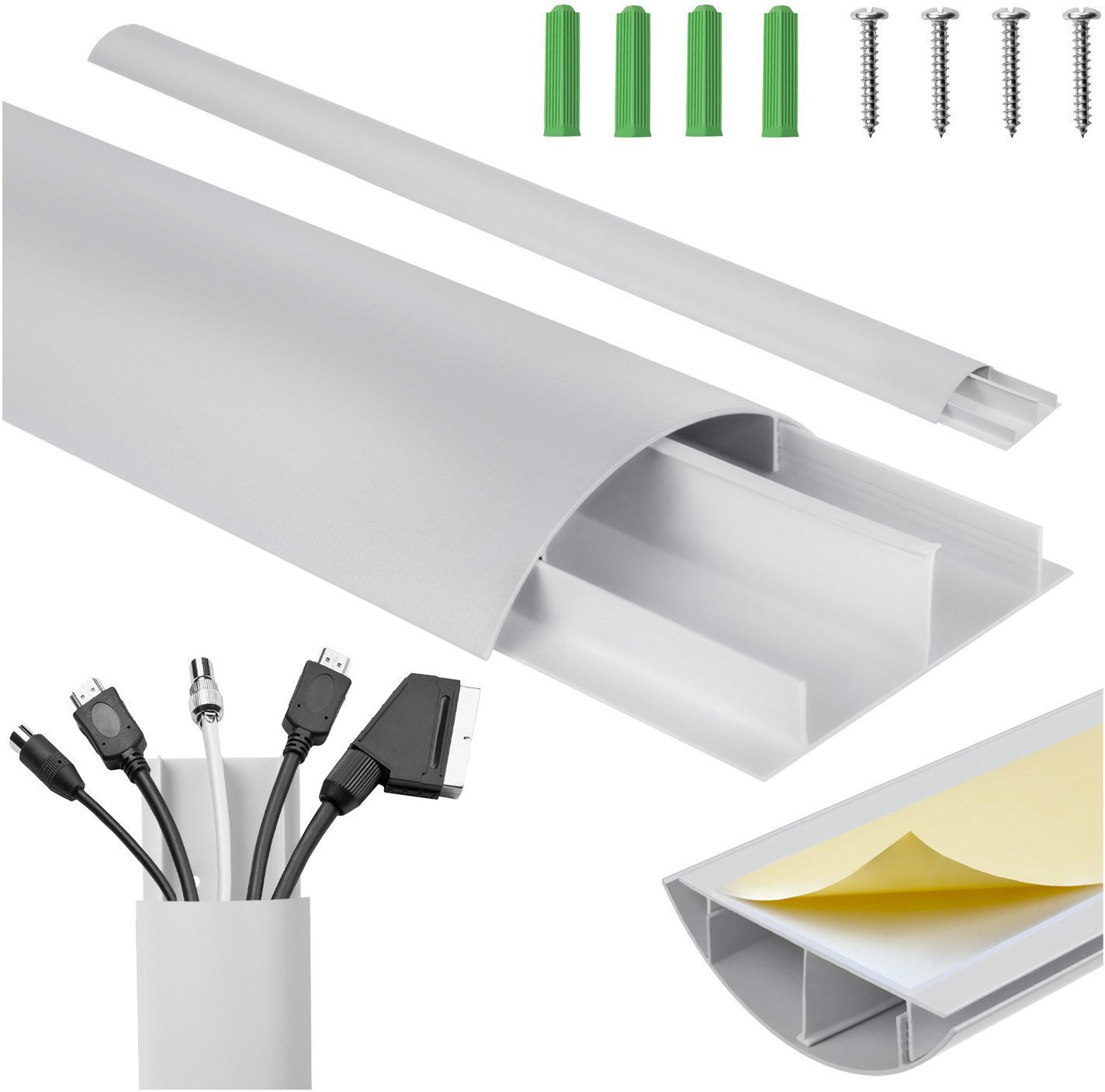 Aluminiowa listwa maskująca do kabli Maclean, 62x20x750mm, srebrna, MC-814 S