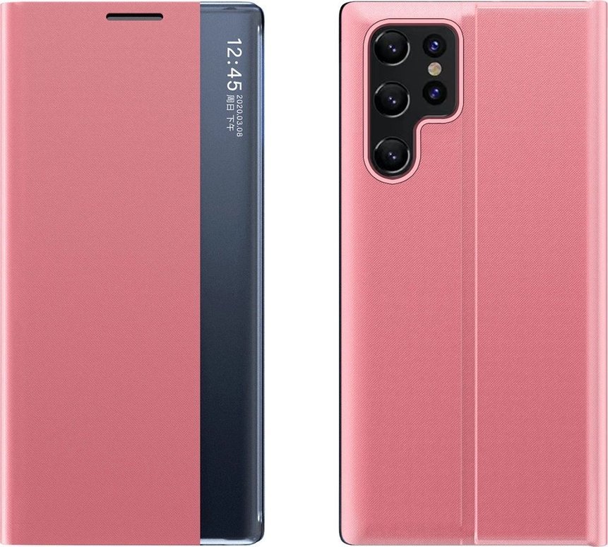 New Sleep Case etui do Samsung Galaxy S24 FE pokrowiec z klapką i podstawką - różowe