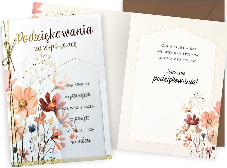 Karnet podziękowania za współpracę kwiatki