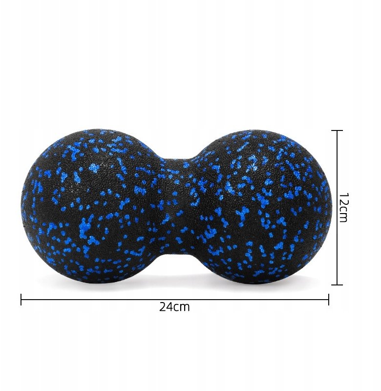 Podwójna piłka do masażu 12 cm czarno - niebieska one size