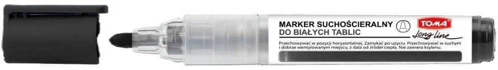 Marker suchościeralny LongLine czarny (10szt)