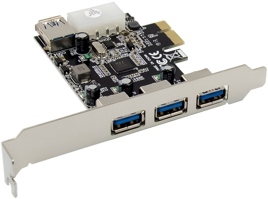 InLine® PCIe Karte, 3x+1x USB 3.2 Gen.1, Molex kompatibler 4-Pin Stromanschluss