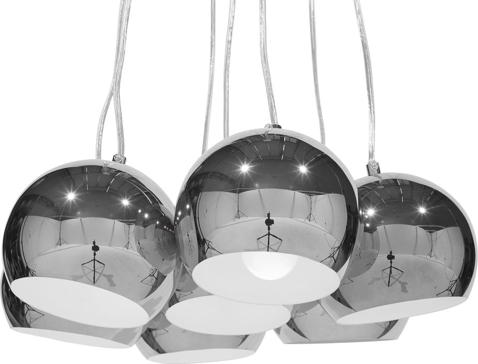 Lampa wisząca Beliani Lampa wisząca 7 kloszy metalowa srebrna OLZA