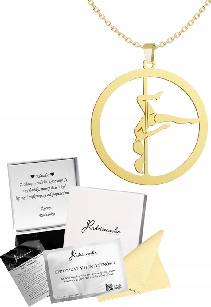 Radziszewska Jewellery Złoty Naszyjnik Pole Dance SREBRO 925 Grawer Dedykacja Biżuteria Prezent
