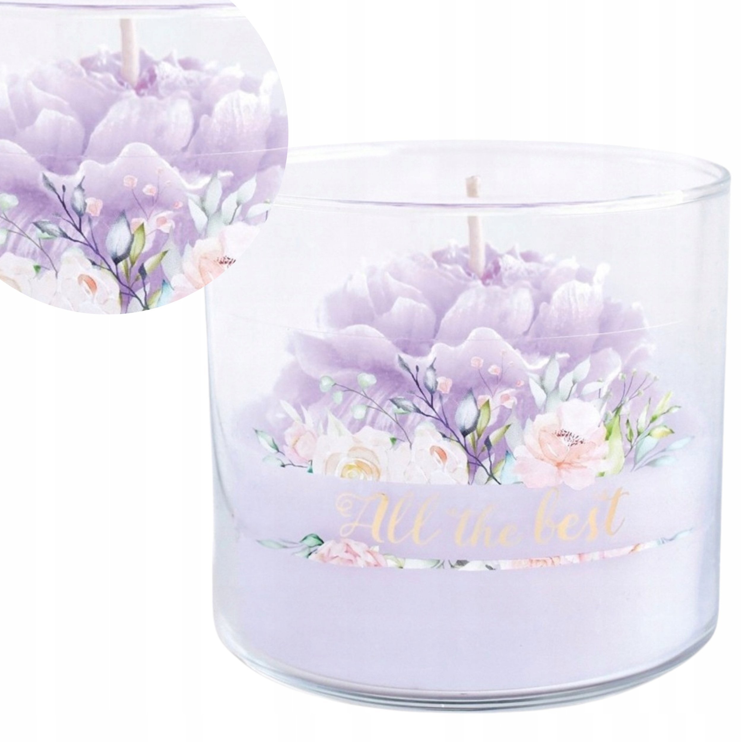 Świeca w szkle 10x9cm PIWONIAróżowa woskowa